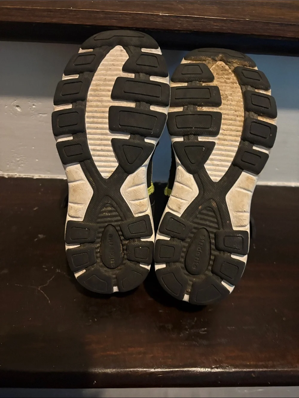 Stride Rite Black and Lime Green Kids Sandals with Blue Accents